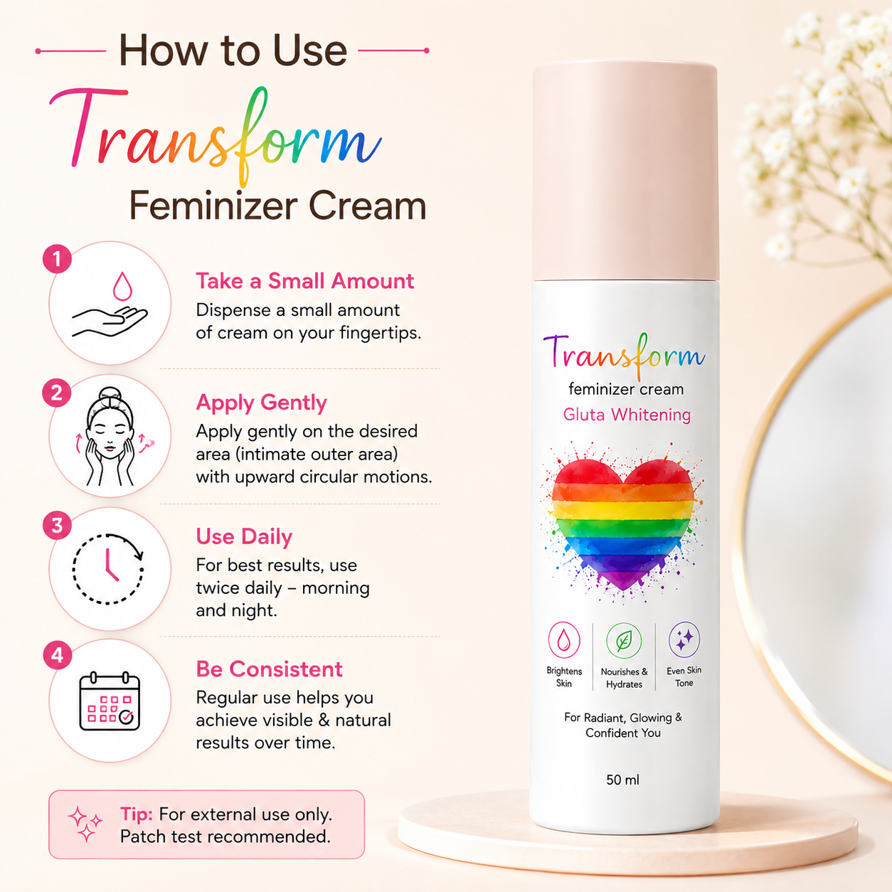 Transform Feminizer Cream  Gluta Whitening Cream Brightens Nourishes Hydrates 50 ml — photo 2
