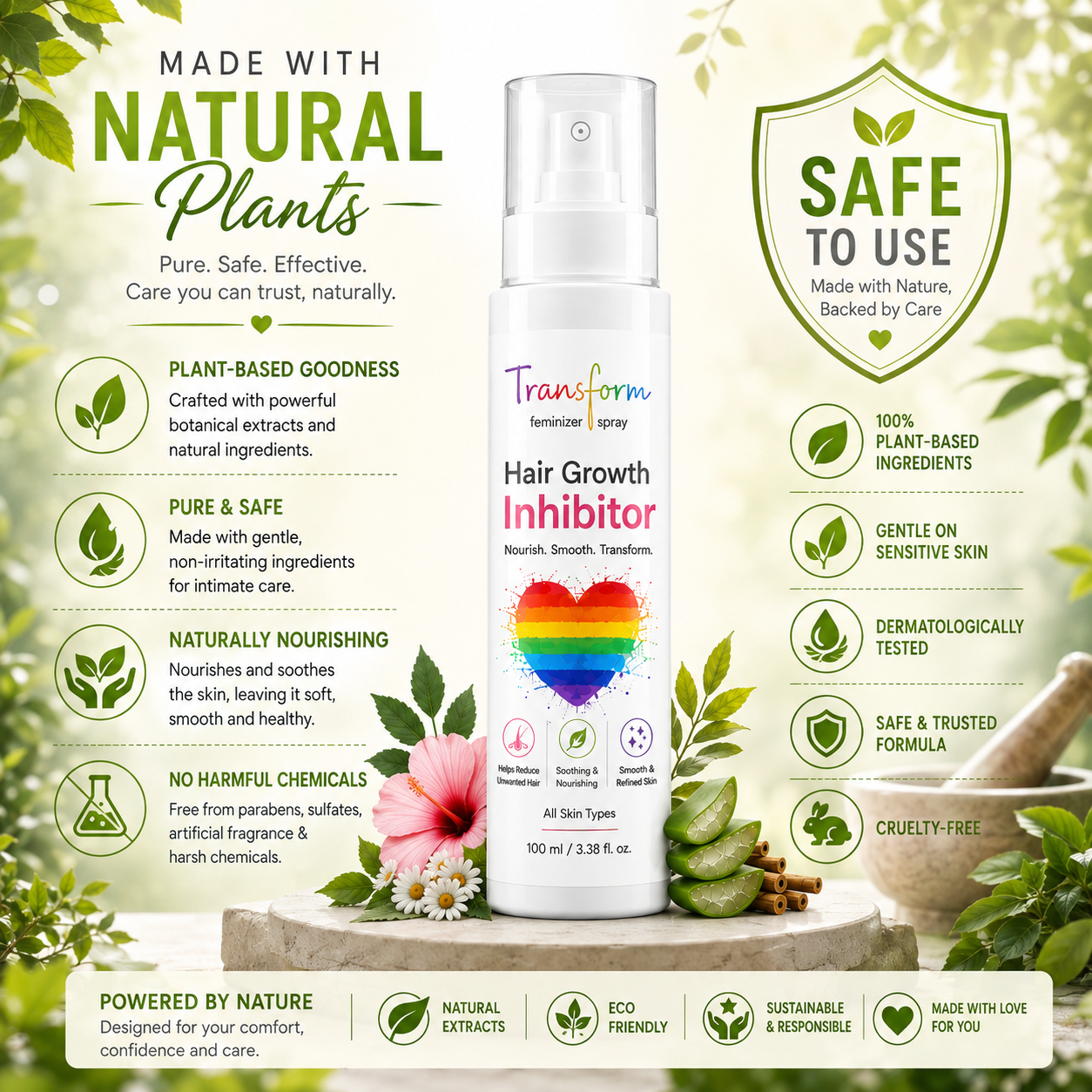 Transform Feminizer Spray – Hair Growth Inhibitor 100 ml — photo 3